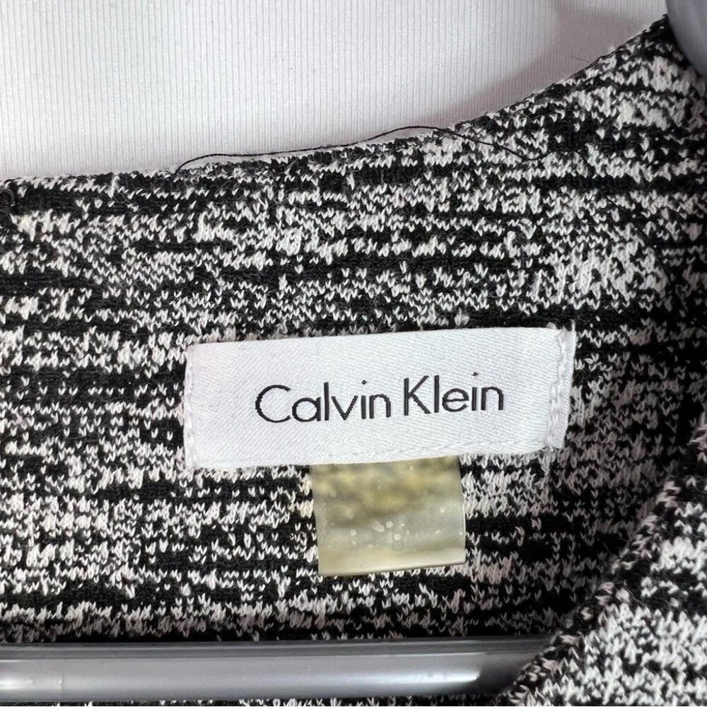 Calvin Klein dress long sleeve black white knit Monochrome Knit Dress - Picture 4 of 11